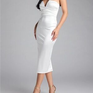 Windsor Strapless White Midi Dress